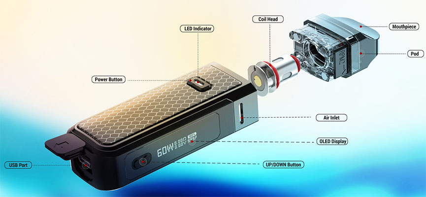 SMOK Nord X 60W Pod Kit 1500mAh Fluid Red - Описание