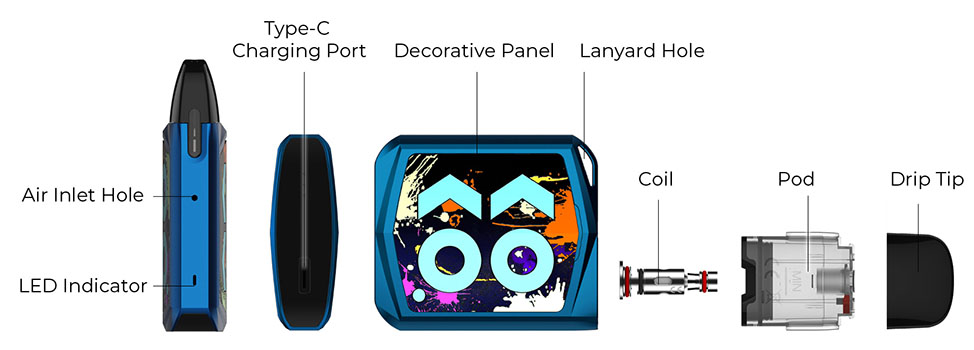 Uwell Caliburn KOKO Prime 15W Pod System Kit 690mAh Blue - Описание