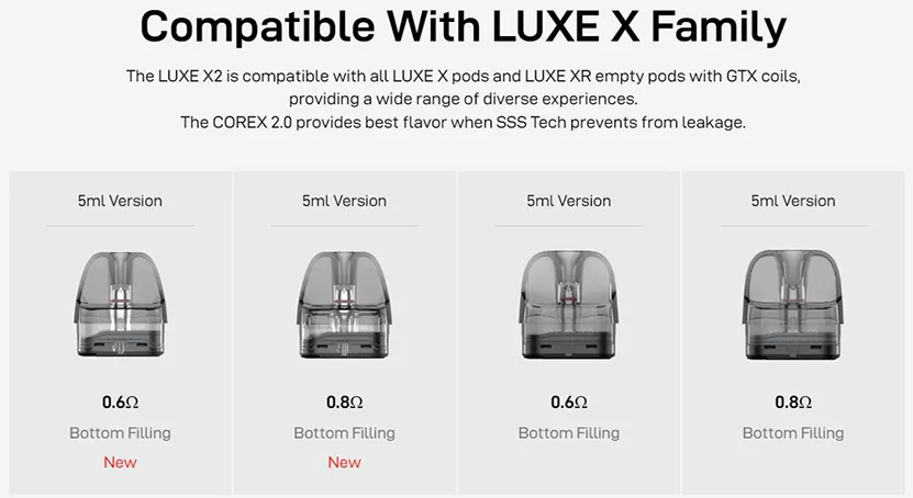 Vaporesso Luxe X2 Pod System Kit 2000mAh 5ml Night Black, Подік - Описание Vaporesso Luxe X2 Pod System Kit 2000mAh 5ml Night Black, Подік - Описание