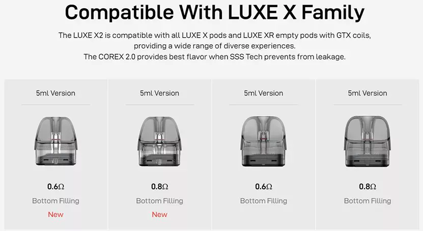 Vaporesso Luxe X2 Pod System Kit 2000mAh 5ml White Silver, Подік - Описание Vaporesso Luxe X2 Pod System Kit 2000mAh 5ml White Silver, Подік - Описание