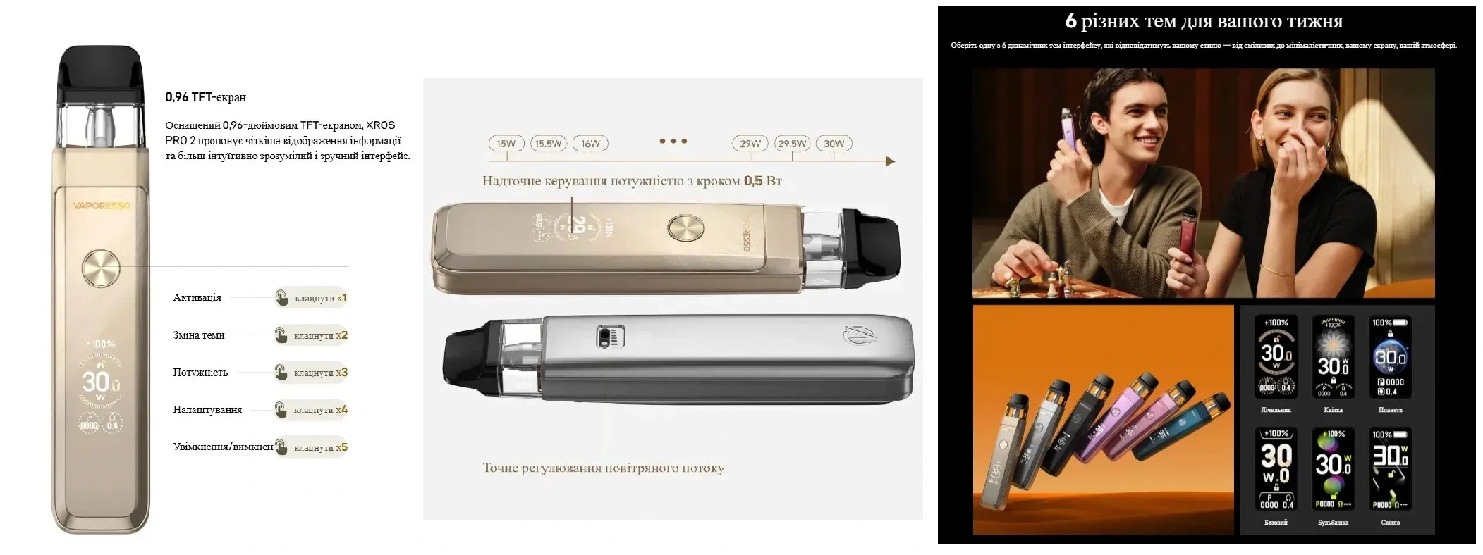 Vaporesso XROS Pro 2 Kit 2000 mAh 2 мл Glittering Black Подік - Описание