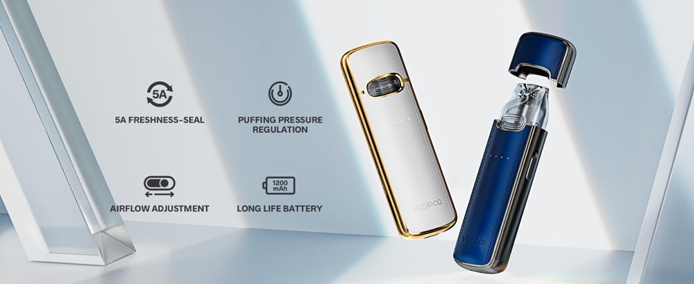 Voopoo VMATE E Pod Kit 1200 мАч White Inlaid Gold, подік - Описание