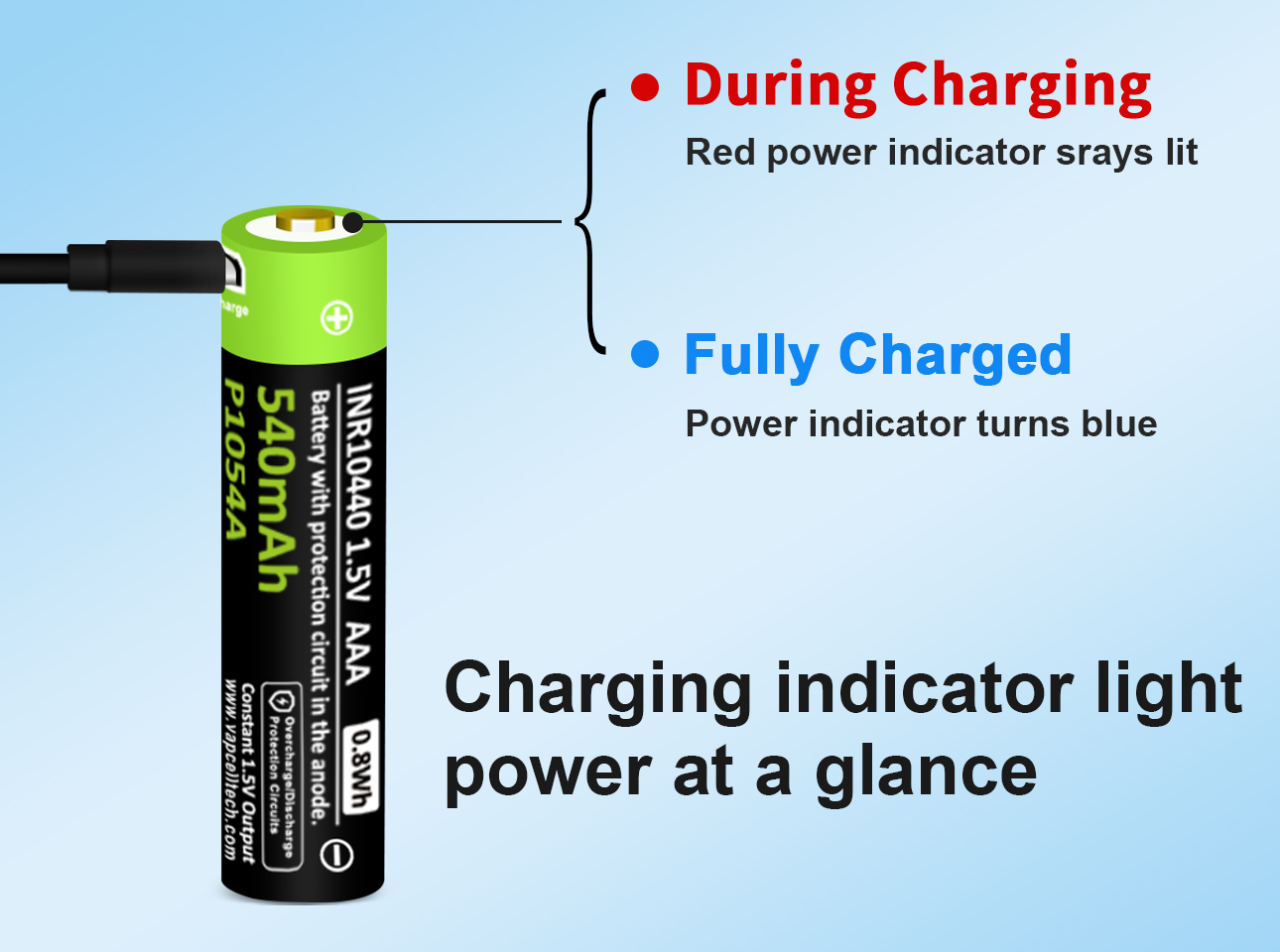 Vapcell P1054A 10440 540mah 1.5v AAA - Описание