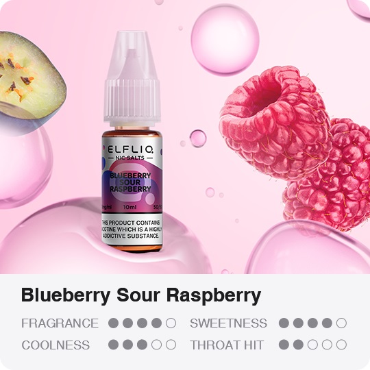 Жидкость солевая ELFLIQ Blueberry Sour Raspberry 10 мл 5% 20 мг - Фото 5