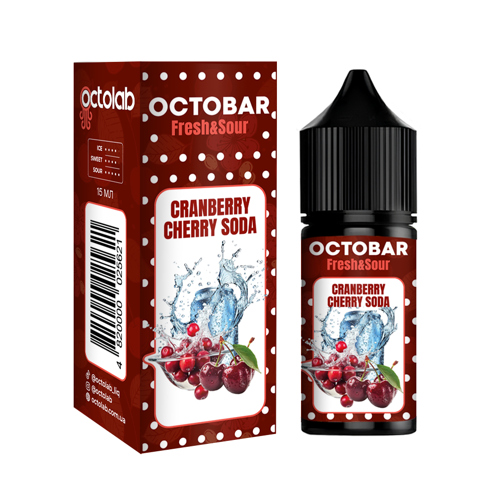Набор OCTO BAR Fresh Sour Cranberry Cherry Soda 30 мл (Клюква + Вишня), самозамес - Фото 3