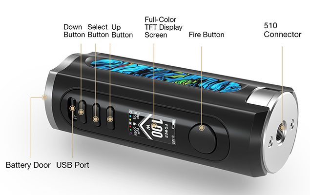Lost Vape Grus 100W Black Carbon Fiber Под система - Описание