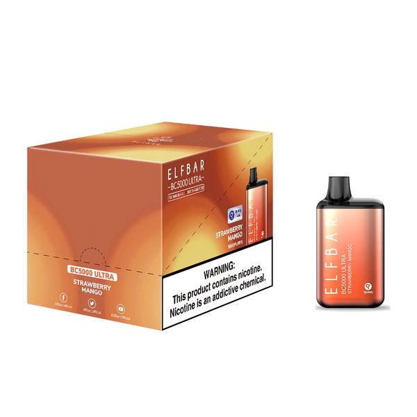 Одноразка Pod Elf Bar BC5000 Ultra 13 мл 5% Strawberry Mango (Полуниця + манго) - Фото 3
