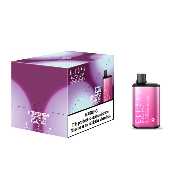 Одноразовий Pod Elf Bar BC5000 Ultra 13 мл 5% Strawberry Watermelon bubble Gum (Полуниця + Кавун) - Фото 4