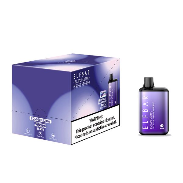 Одноразка Pod Elf Bar BC5000 Ultra 13 мл 5% Tropical Rainbow Blast (Экзотические тропические фрукты) - Фото 4