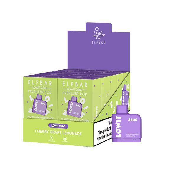 Картридж для вейпа Elf Bar Lowit 2500 Cherry Grape Lemonade 5% (Вишнево-виноградный лимонад) - Фото 2