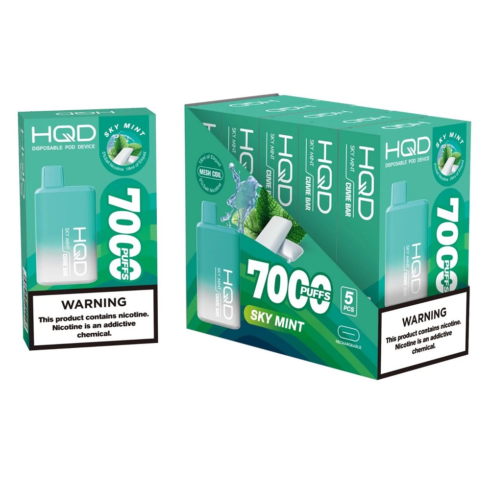 Одноразовый Pod HQD Cuvie Bar 7000 Sky Mint 5% (Глубая мята) - Фото 7