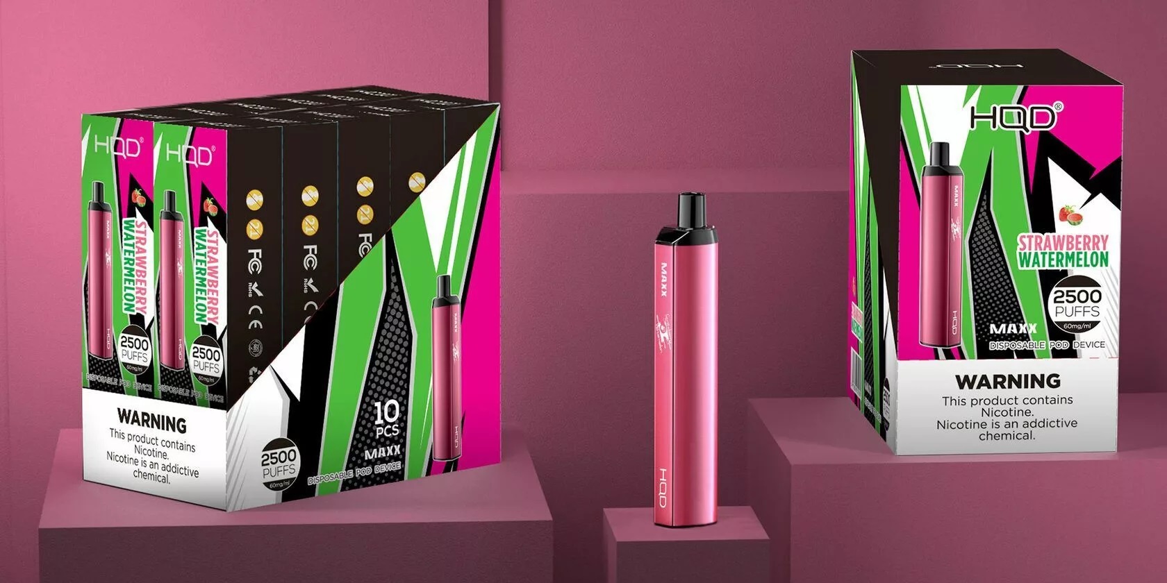 Безникотиновый одноразовый Pod HQD MAXX 2500 Strawberry Grape 0% (Клубника и виноград) - Описание