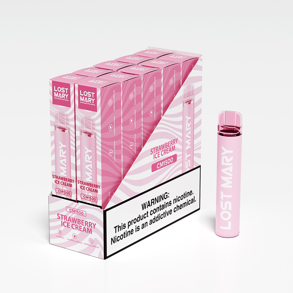 Одноразка Pod Lost Mary CM1500 PRO Strawberry Ice Cream 5% (Полуничне морозиво) - Фото 4