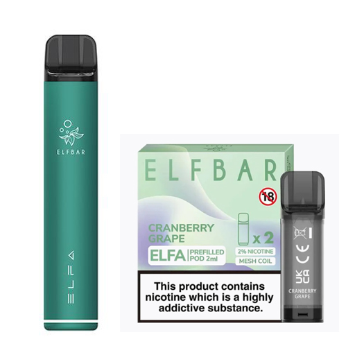 Elf Bar Pod Elfa Prefilled Starter Kit 850mAh Cranberry Grape Green