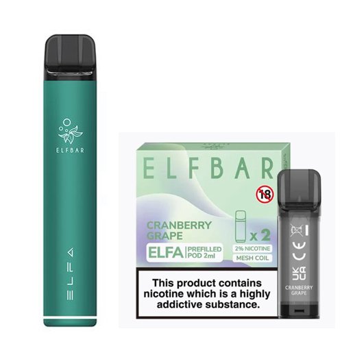 Elf Bar Pod Elfa Prefilled Starter Kit 850mAh Cranberry Grape Green